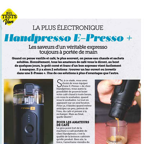 Le magazine Vantrip classe notre Handpresso E-Presso+ 1ère de ses tests